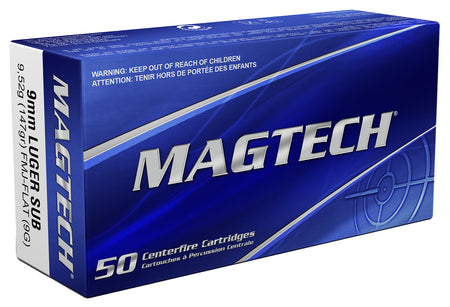 Magtech 9mm Luger / Parabellum Sport Shooting Range/Training Subsonic Full Metal Jacket Flat Subsonic 147 Grain 50/Box [Item 1062]