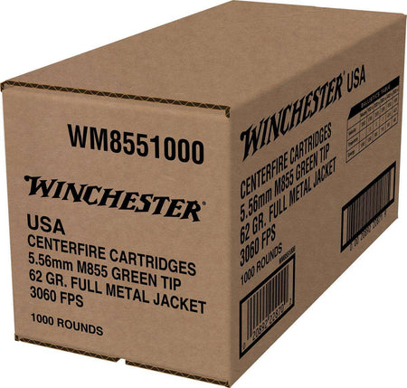 Winchester 5.56x45mm NATO M855 Green Tip Loose Pack Full Metal Jacket 62 Grain 1000/Box [Item 128]