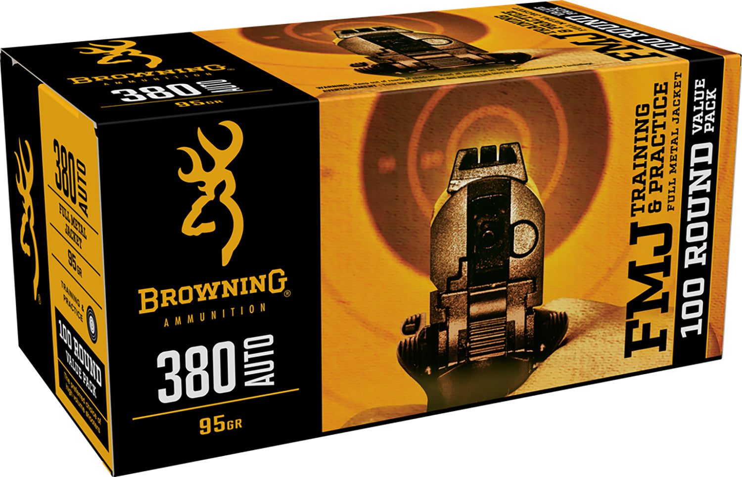 Browning .380 ACP/Auto Training & Practice Value Pack Full Metal Jacket 95 Grain 100/Box