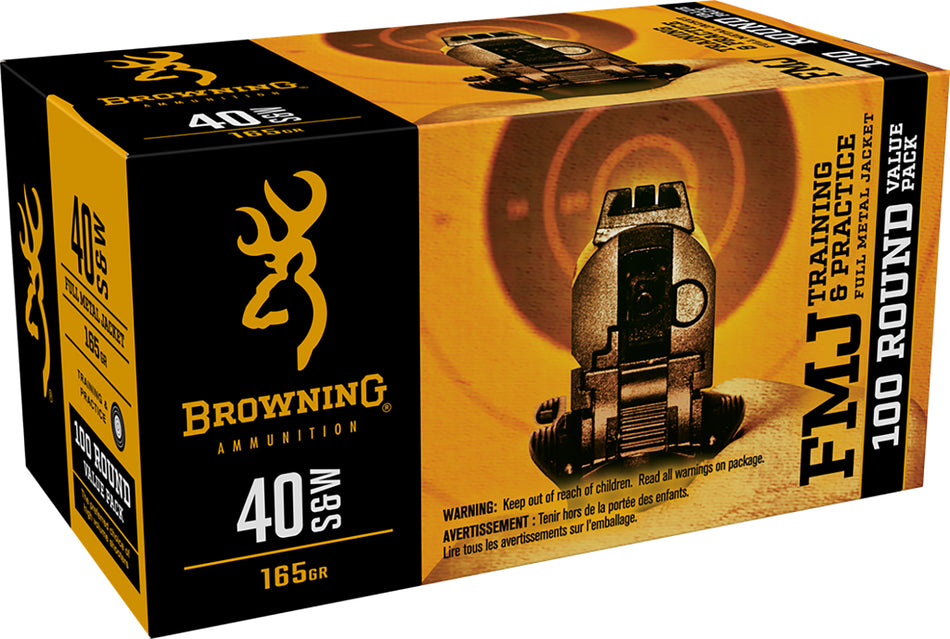 Browning .40 S&W Training & Practice Value pack Full Metal Jacket 165 Grain 100/Box
