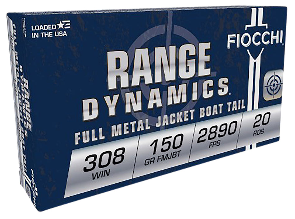 Fiocchi .308 Win / 7.62x51mm Range Dynamics Full Metal Jacket Boat Tail 150 Grain 20/Box