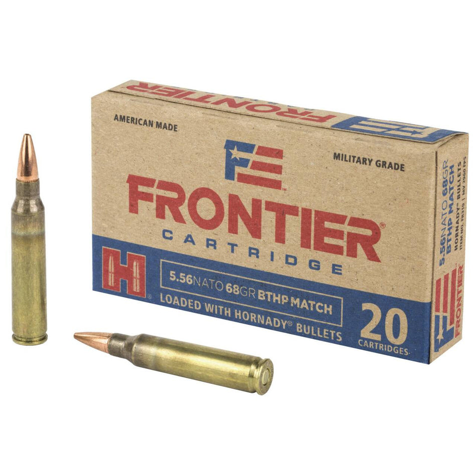 Frontier Cartridge 5.56x45mm NATO Lake City Military Grade Hollow Point Boat Tail Match 68 Grain 20/Box