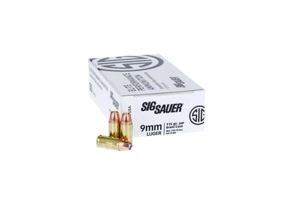 Sig Sauer 9mm Luger / Parabellum Elite Performance Jacketed Hollow Point 115 Grain 50/Box