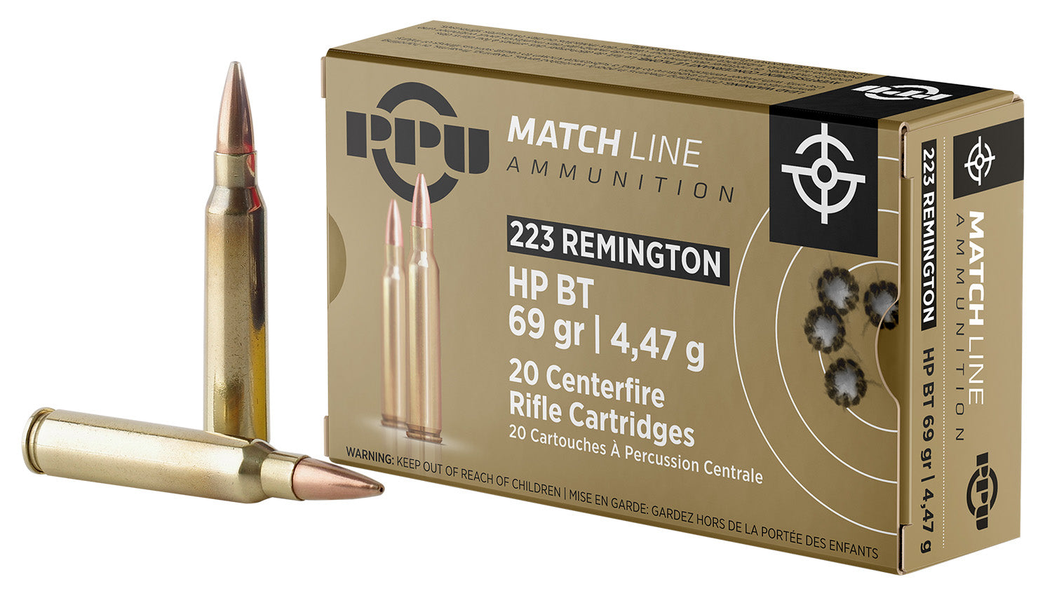 Prvi Partizan .223 Remington Match Hollow Point Boat Tail 69 Grain 20/Box