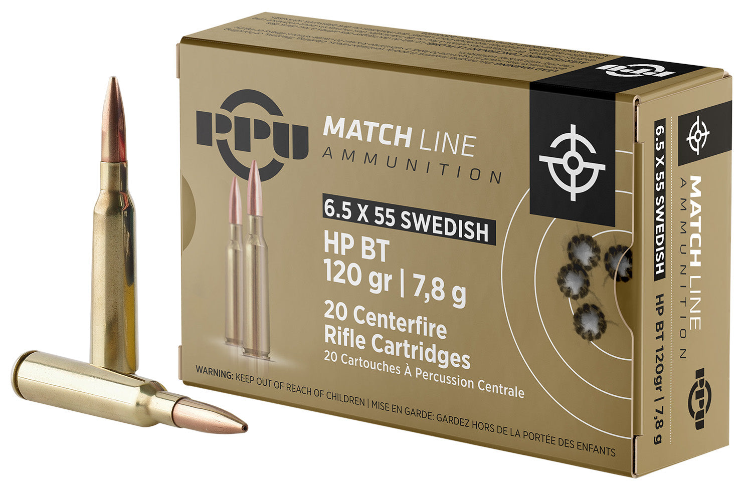 Prvi Partizan 6.5x55mm Swedish Match Hollow Point Boat Tail 120 Grain 20/Box