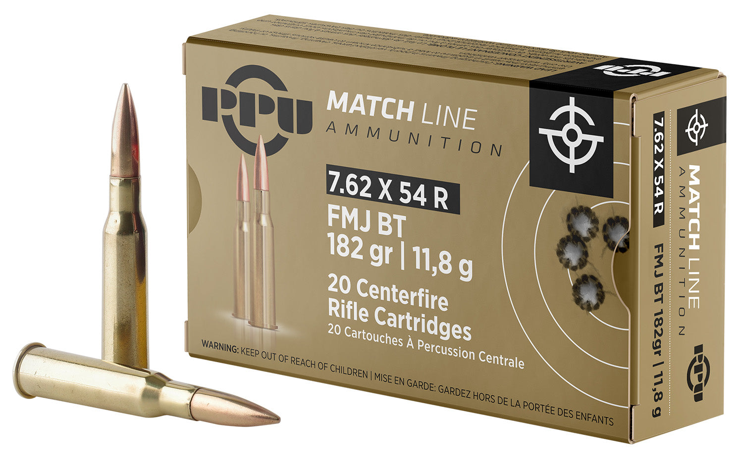 Prvi Partizan 7.62x54mmR Match Full Metal Jacket 182 Grain 20/Box