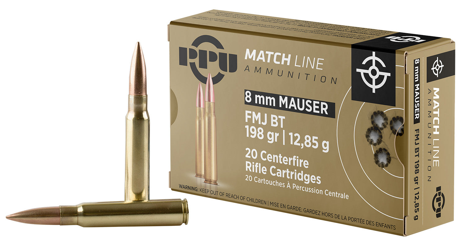 Prvi Partizan 8mm Mauser Match Full Metal Jacket Boat Tail 200 Grain 20/Box