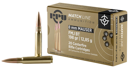Prvi Partizan 8mm Mauser Match Full Metal Jacket Boat Tail 200 Grain 20/Box