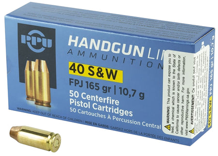 Prvi Partizan .40 S&W Handgun Flat Point Jacketed 165 Grain 50/Box