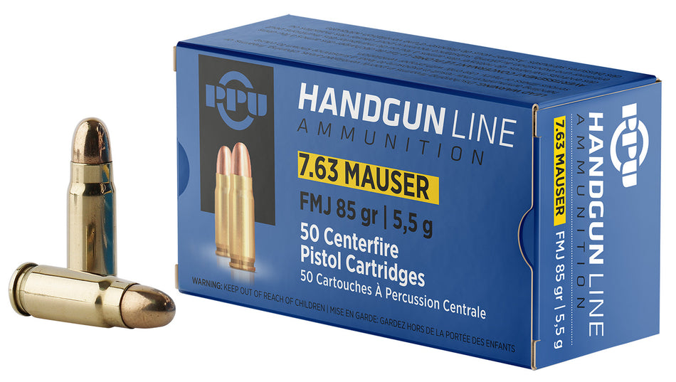 Prvi Partizan 7.63x25mm Mauser Rifle Full Metal Jacket 85 Grain 50/Box