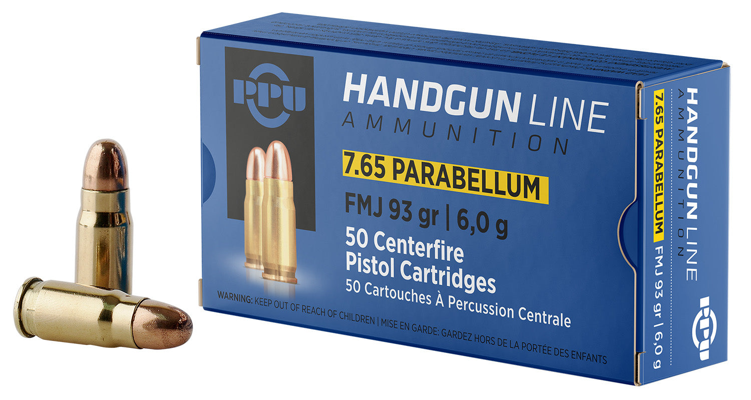 Prvi Partizan 7.65x21mm Parabellum Handgun Full Metal Jacket 93 Grain 50/Box
