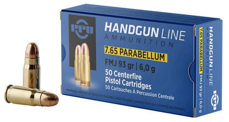 Prvi Partizan 7.65x21mm Parabellum Handgun Full Metal Jacket 93 Grain 50/Box