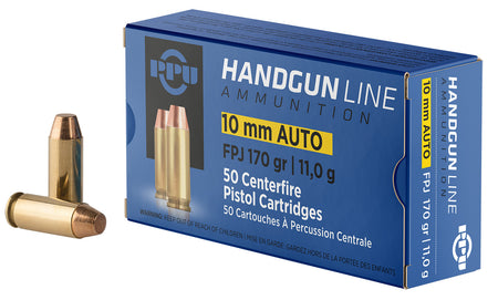 Prvi Partizan 10mm Auto Handgun Flat Point Jacketed 170 Grain 50/Box