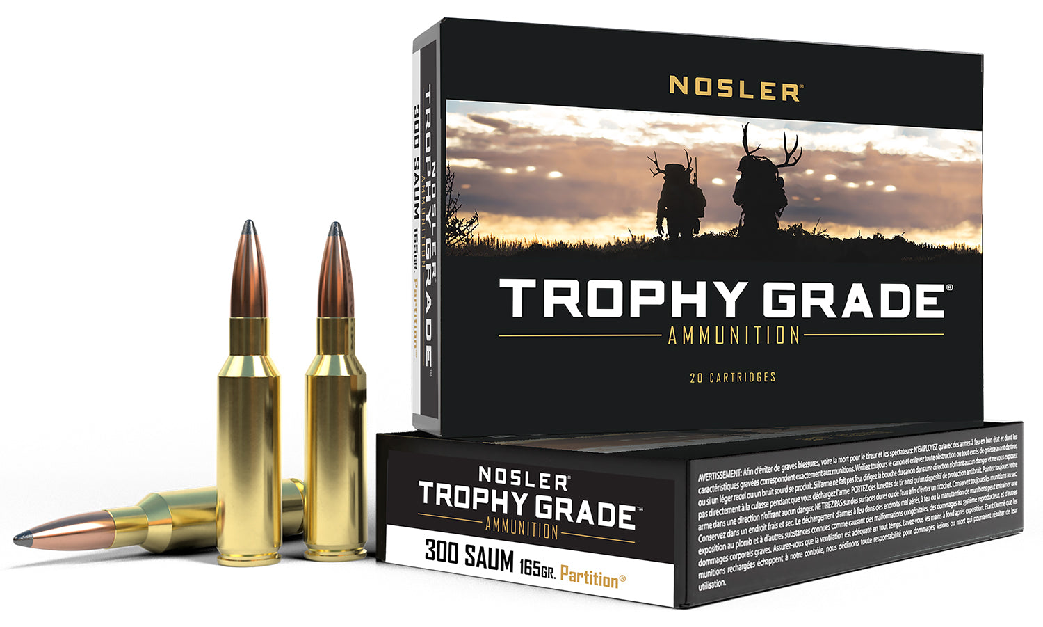 Nosler .300 Rem SAUM Trophy Grade Nosler Spitzer Partition 165 Grain 20/Box