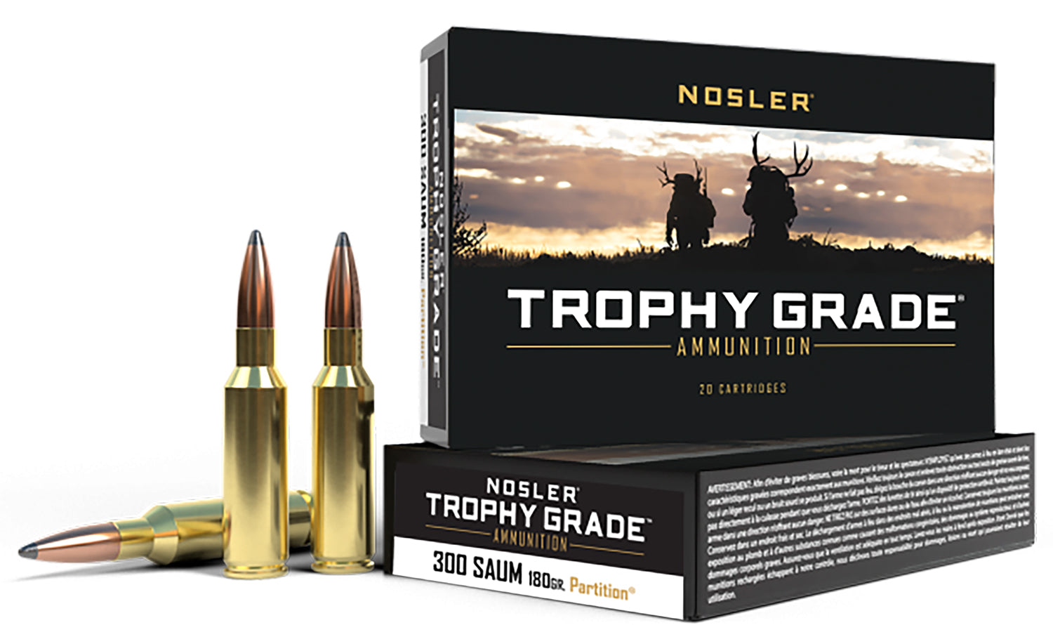 Nosler .300 Rem SAUM Trophy Grade Nosler Spitzer Partition 180 Grain 20/Box