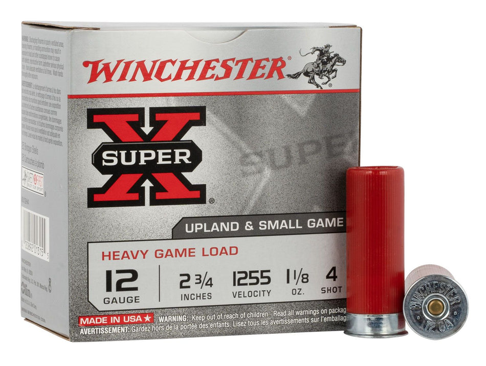Winchester 12 Gauge Super X Heavy Game Load #4 1-1/8 oz 2.75 in 25/Box [Item 4415]