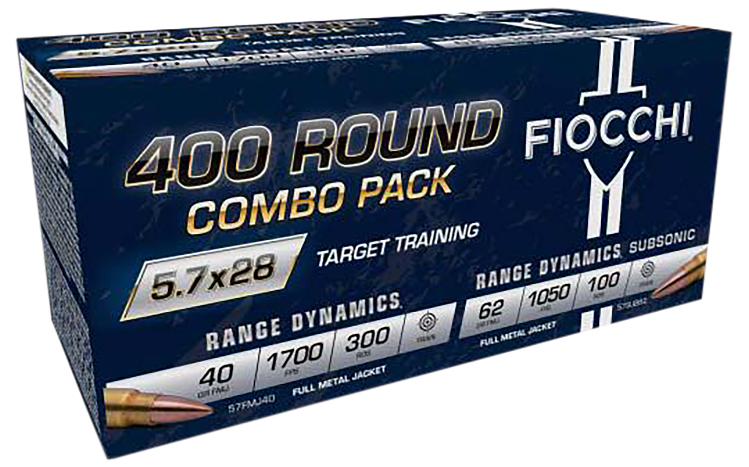 Fiocchi 5.7x28mm FN Target Training Combo Pack Full Metal Jacket 40 Grain 400/Box