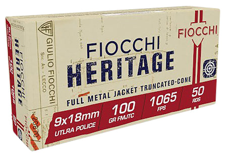 Fiocchi 9x18mm Ultra Heritage Full Metal Jacket Truncated Cone 100 Grain 50/Box