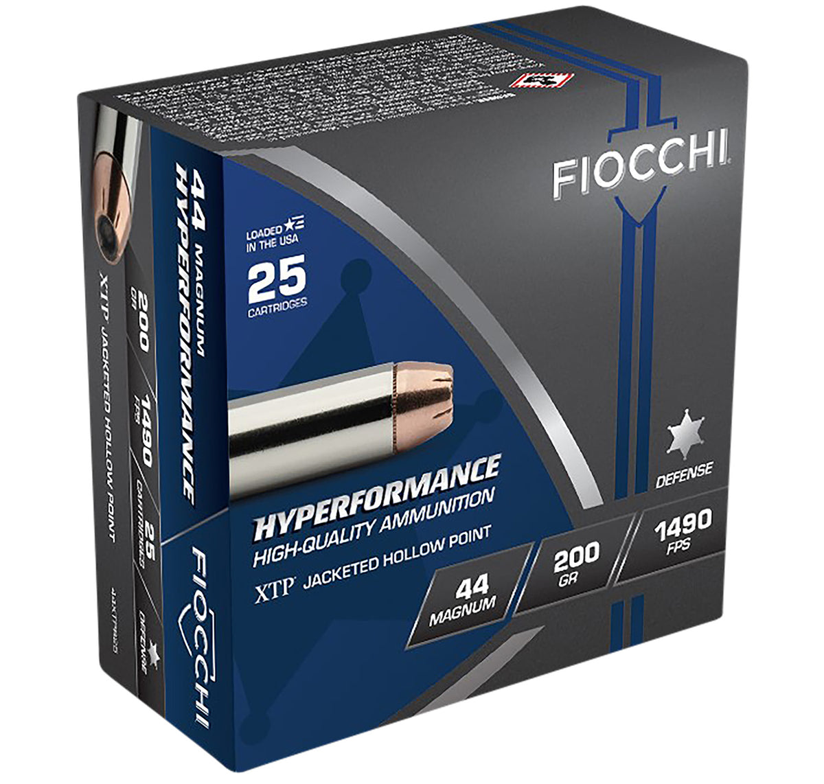 Fiocchi .44 Magnum Hyperformance Hornady XTP Hollow Point 200 Grain 25/Box