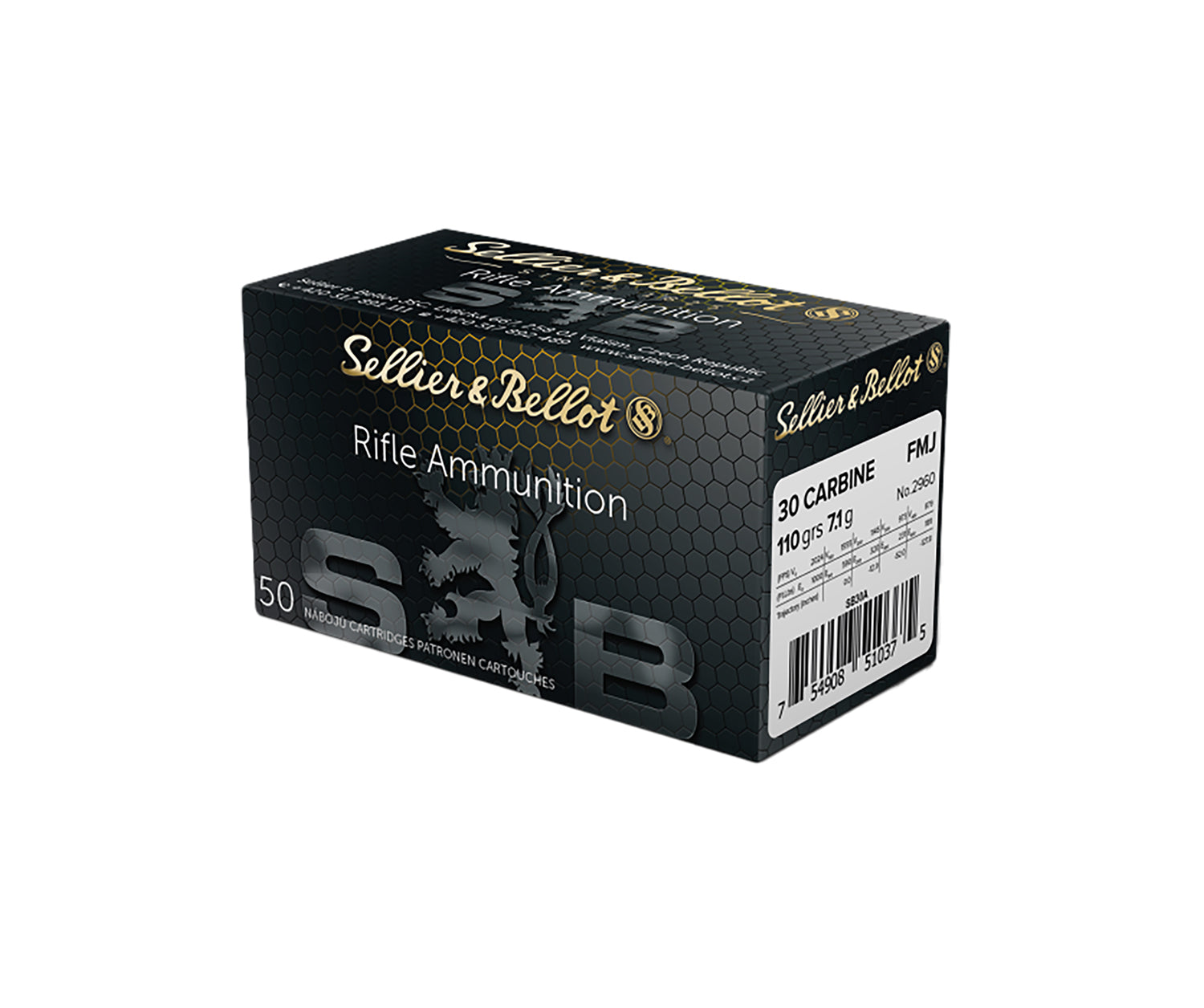 Sellier and Bellot .30 Carbine  Full Metal Jacket 110 Grain 50/Box [Item 1591]
