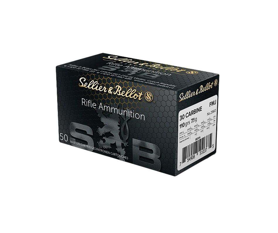Sellier and Bellot .30 Carbine  Full Metal Jacket 110 Grain 50/Box [Item 1591]