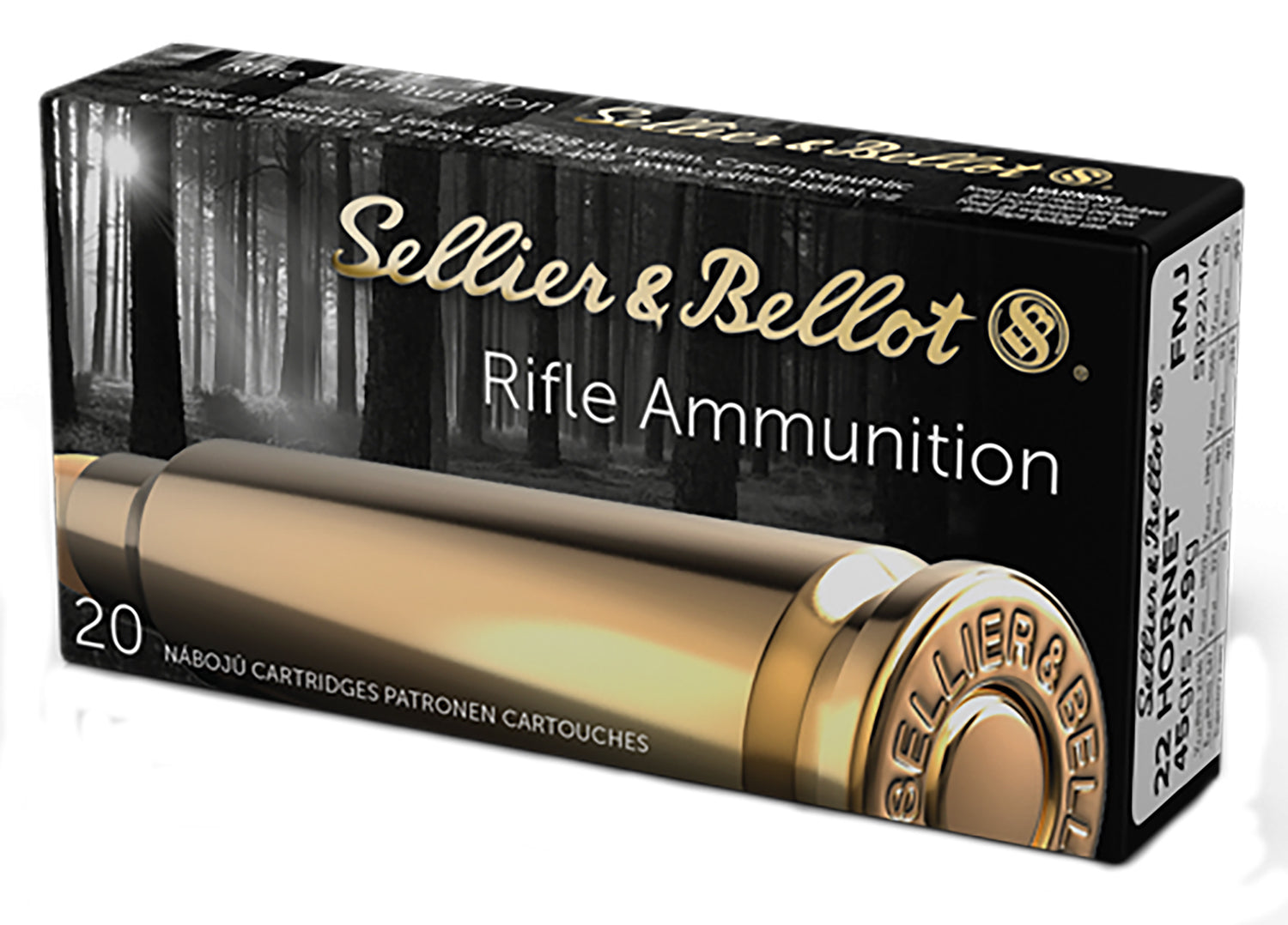 Sellier and Bellot .22 Hornet Rifle Full Metal Jacket 45 Grain 20/Box