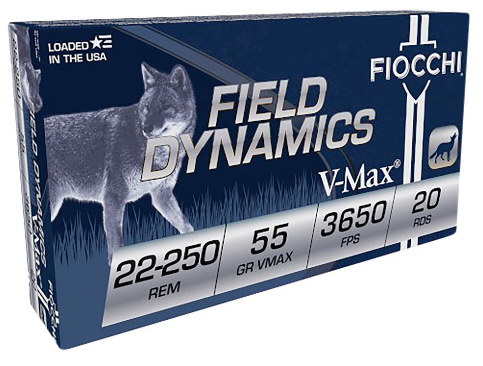 Fiocchi .22-250 Remington Field Dynamics Hornady V-Max 55 Grain 20/Box