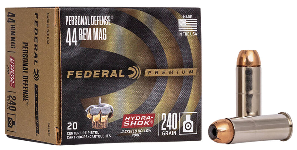 Federal .44 Magnum Premium Personal Defense Hydra-Shok Jacketed Hollow Point 240 Grain 20/Box