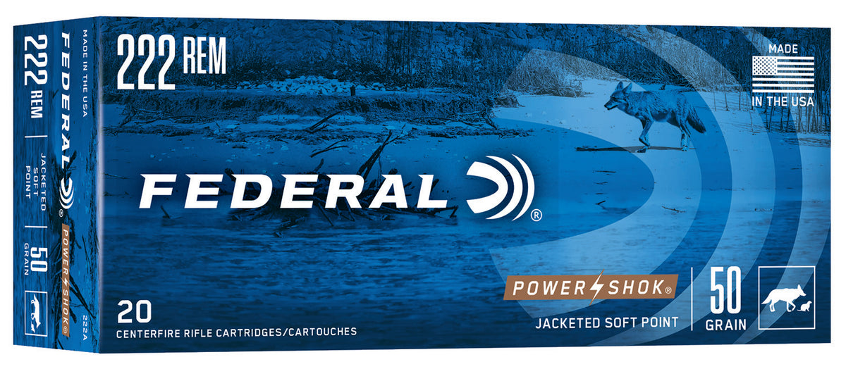 Federal .222 Remington PowerShok Jacketed Soft Point 50 Grain 20/Box