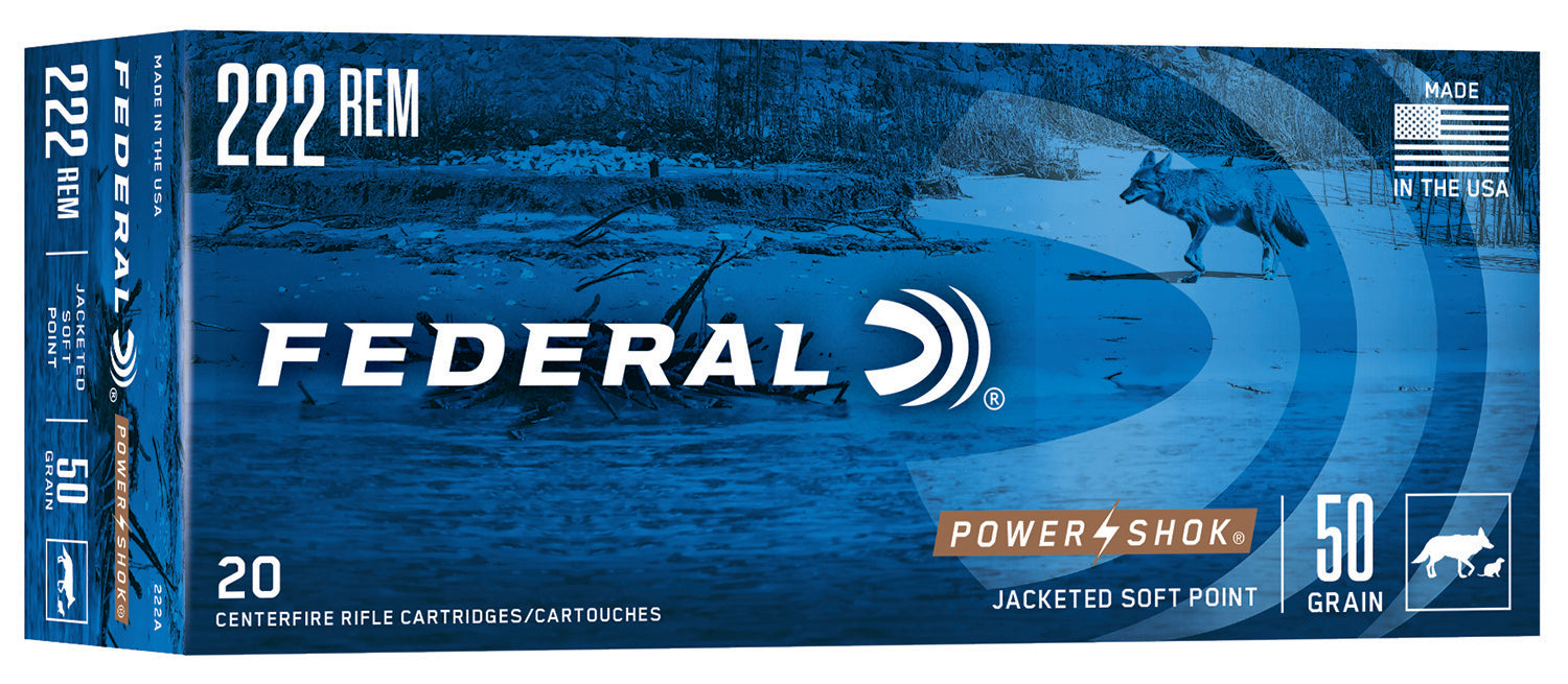 Federal .222 Remington PowerShok Jacketed Soft Point 50 Grain 20/Box