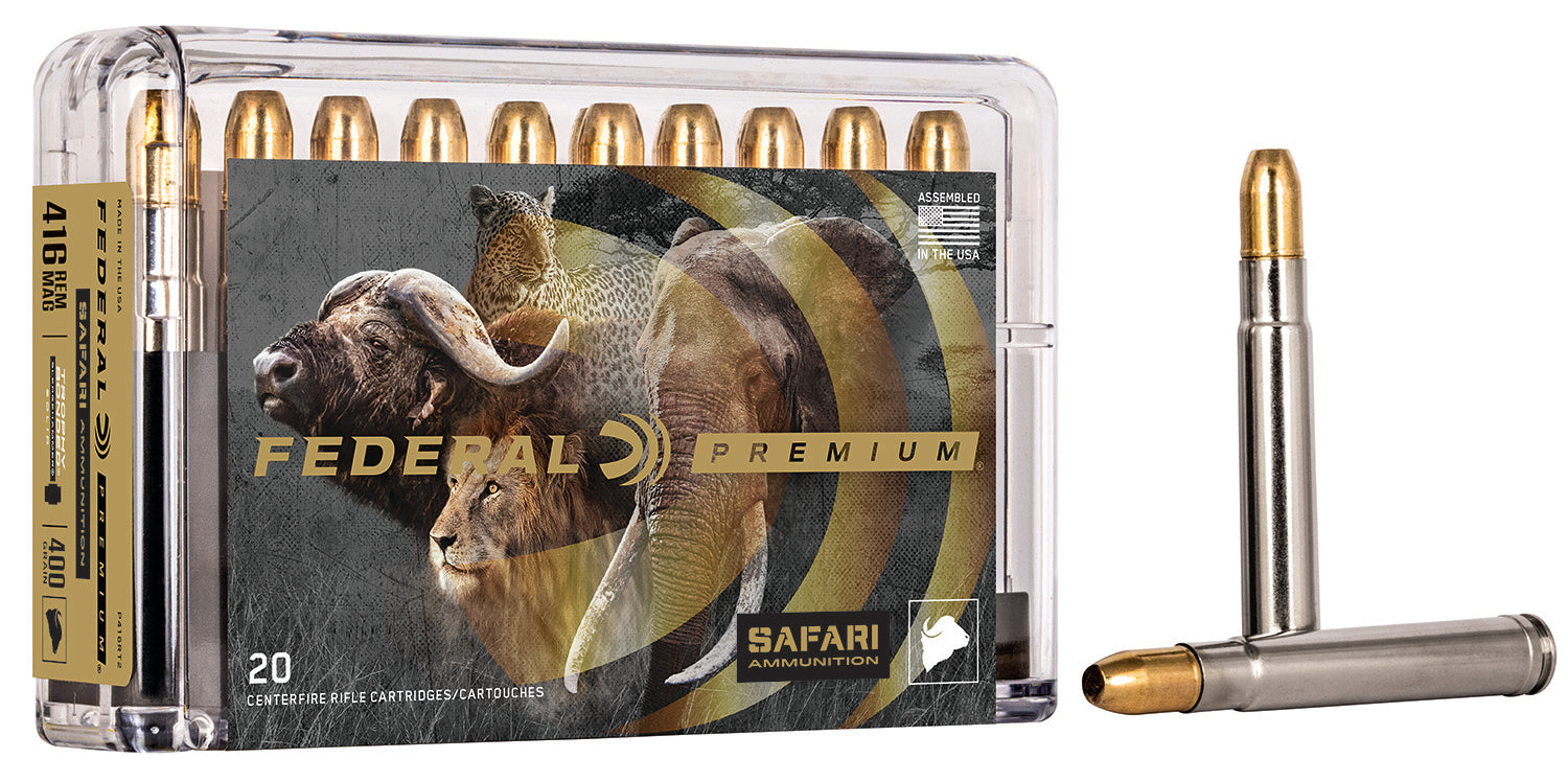 Federal .416 Remington Mag Premium Safari Cape-Shok Trophy Bonded Sledgehammer Solid 400 Grain 20/Box