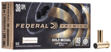Federal .38 Special Premium Gold Medal Lead Wadcutter 148 Grain 50/Box