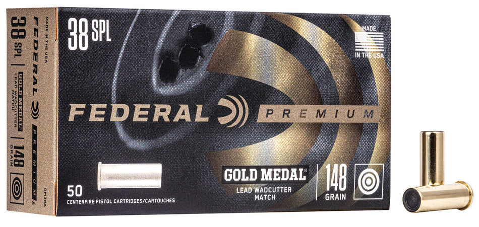 Federal .38 Special Premium Gold Medal Lead Wadcutter 148 Grain 50/Box
