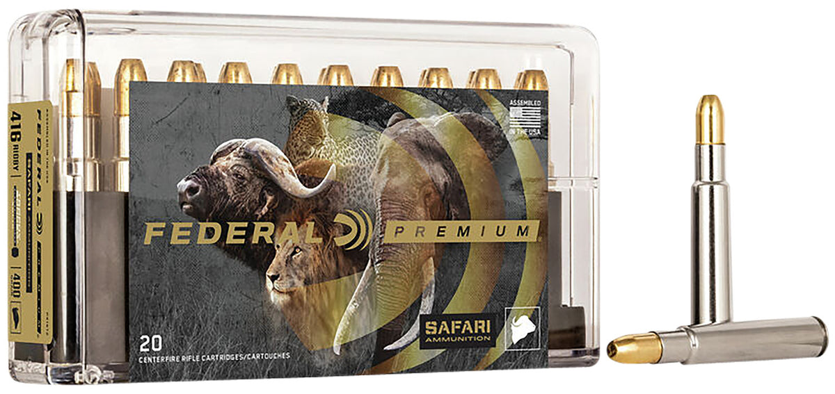 Federal .416 Rigby Premium Safari Cape-Shok Trophy Bonded Sledgehammer Solid 400 Grain 20/Box