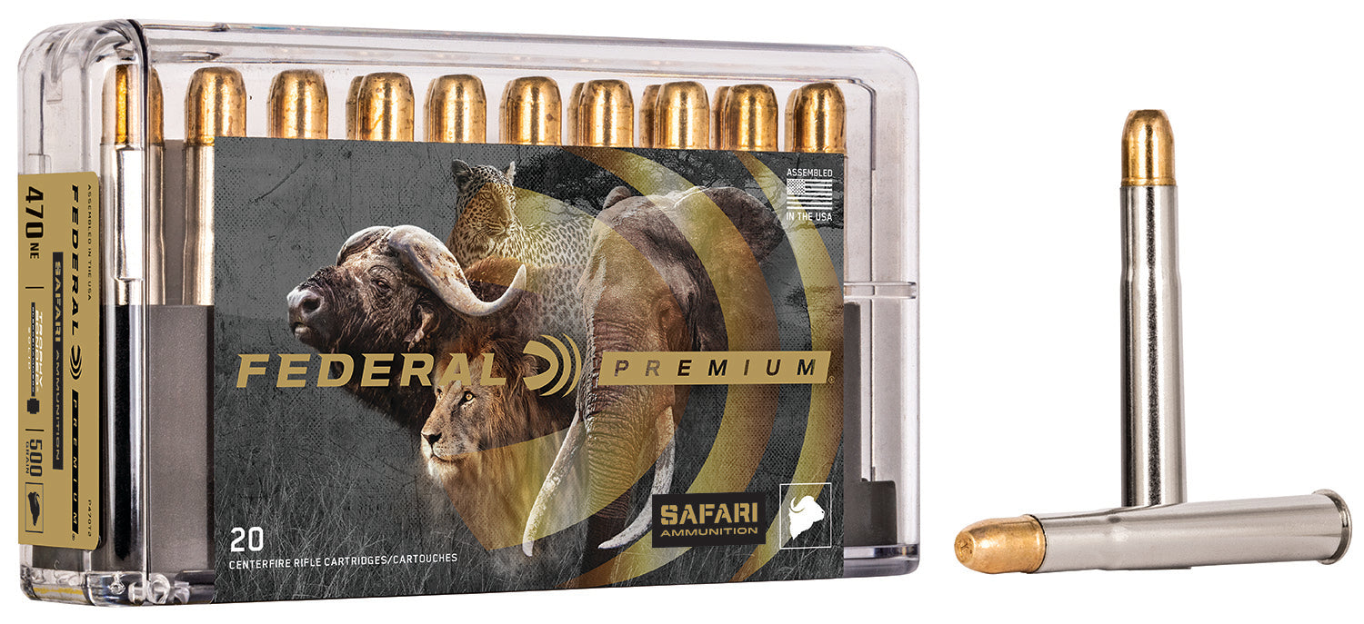 Federal .470 Nitro Express Premium Safari Cape-Shok Trophy Bonded Sledgehammer Solid 500 Grain 20/Box
