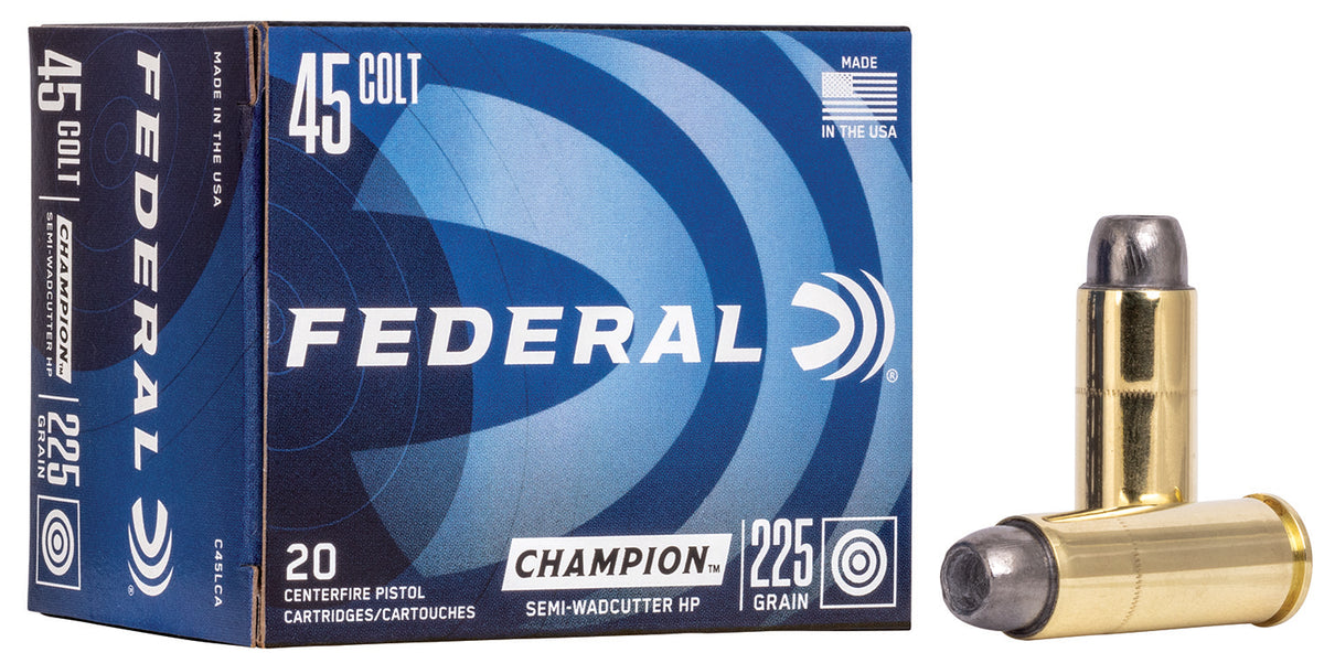 Federal .45 Long Colt Champion Training Semi Wadcutter Hollow Point 225 Grain 20/Box