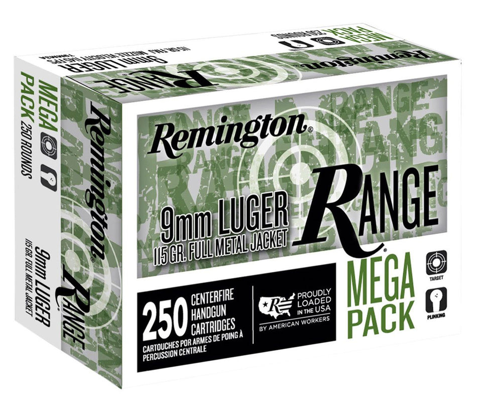 Remington R23965 Range Mega Pack Full Metal Jacket 115 Grain 9mm Luger/Parabellum 1145 fps