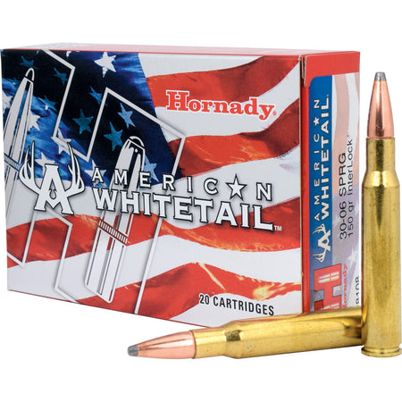 Hornady American Whitetail 30-06 Springfield 150 gr InterLock Spire Point 20 Per Box - 200/Case