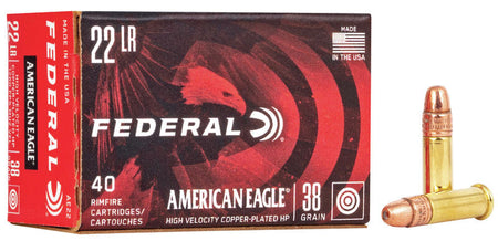 Federal .22 Long Rifle American Eagle Copper-Plated Hollow Point 38 Grain 400/Box
