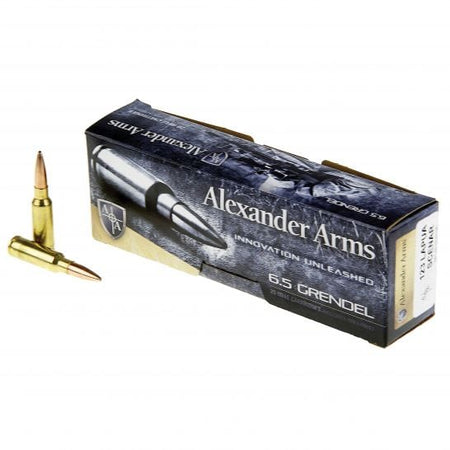 Alexander Arms 6.5mm Grendel Lapua Scenar Boat Tail Open Tip Match 123 Grain 20/Box