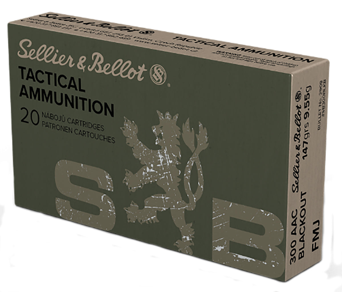 Sellier and Bellot .300 AAC Blackout Tactical Full Metal Jacket 147 Grain 20/Box
