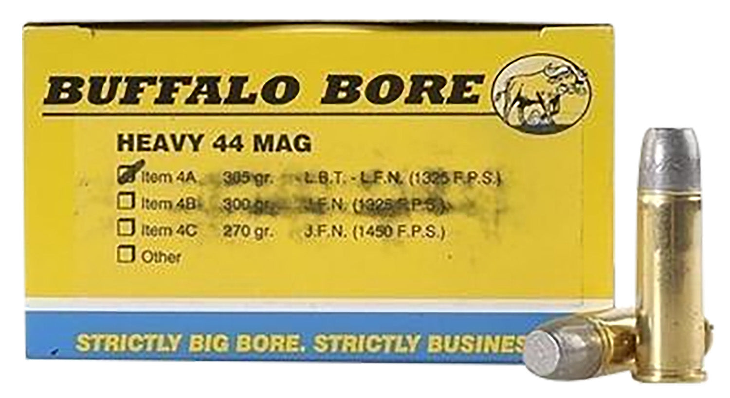 Buffalo Bore .44 Magnum Heavy Hard Cast Lead Flat Nose 305 Grain 20/Box