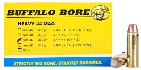 Buffalo Bore .44 Magnum Heavy Semi-Jacketed Flat Point 270 Grain 20/Box