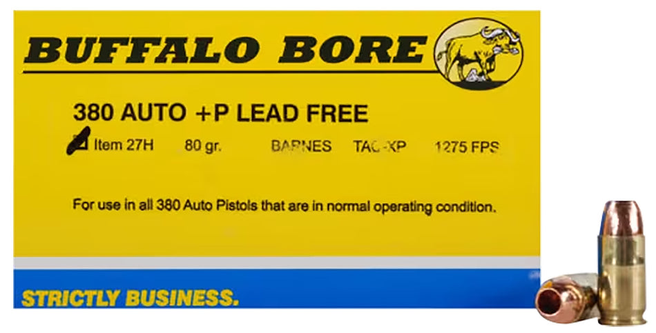 Buffalo Bore .380 ACP/Auto +P Barnes TAC-XP Lead Free 80 Grain 20/Box