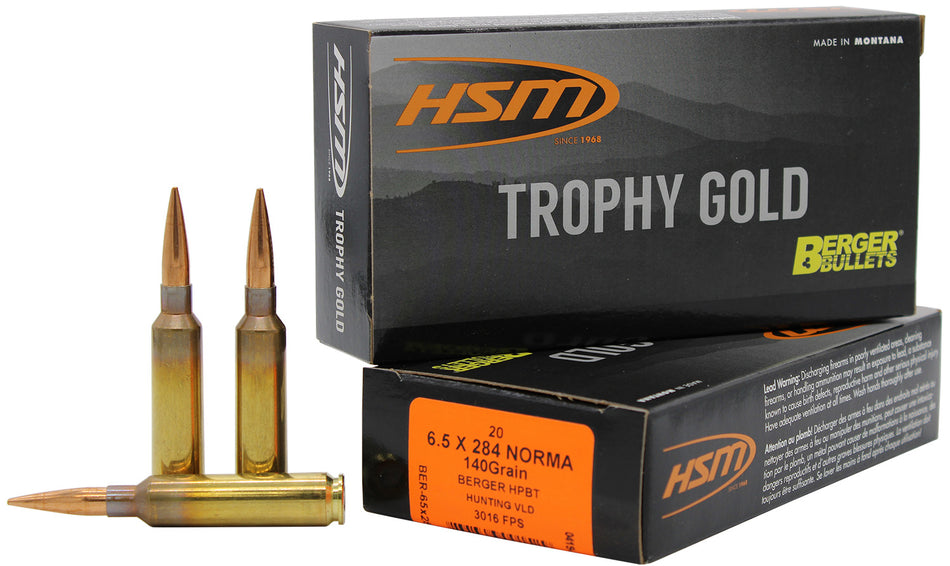 HSM Trophy Gold Berger Hunting VLD Match 140 Grain 6.5-284 Norma BER65X284140LD