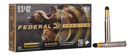 Federal 9.3x72mmR Premium Safari Cape-Shok Woodleigh Hydro Solid 286 Grain 20/Box