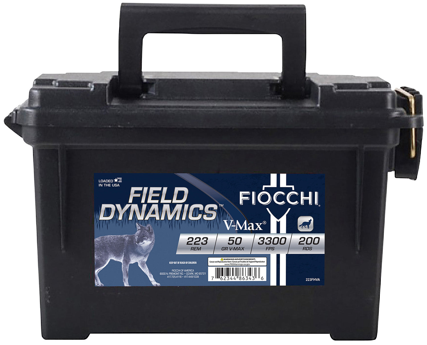 Fiocchi .223 Remington Field Dynamics Hornady V-Max 50 Grain 200/Box