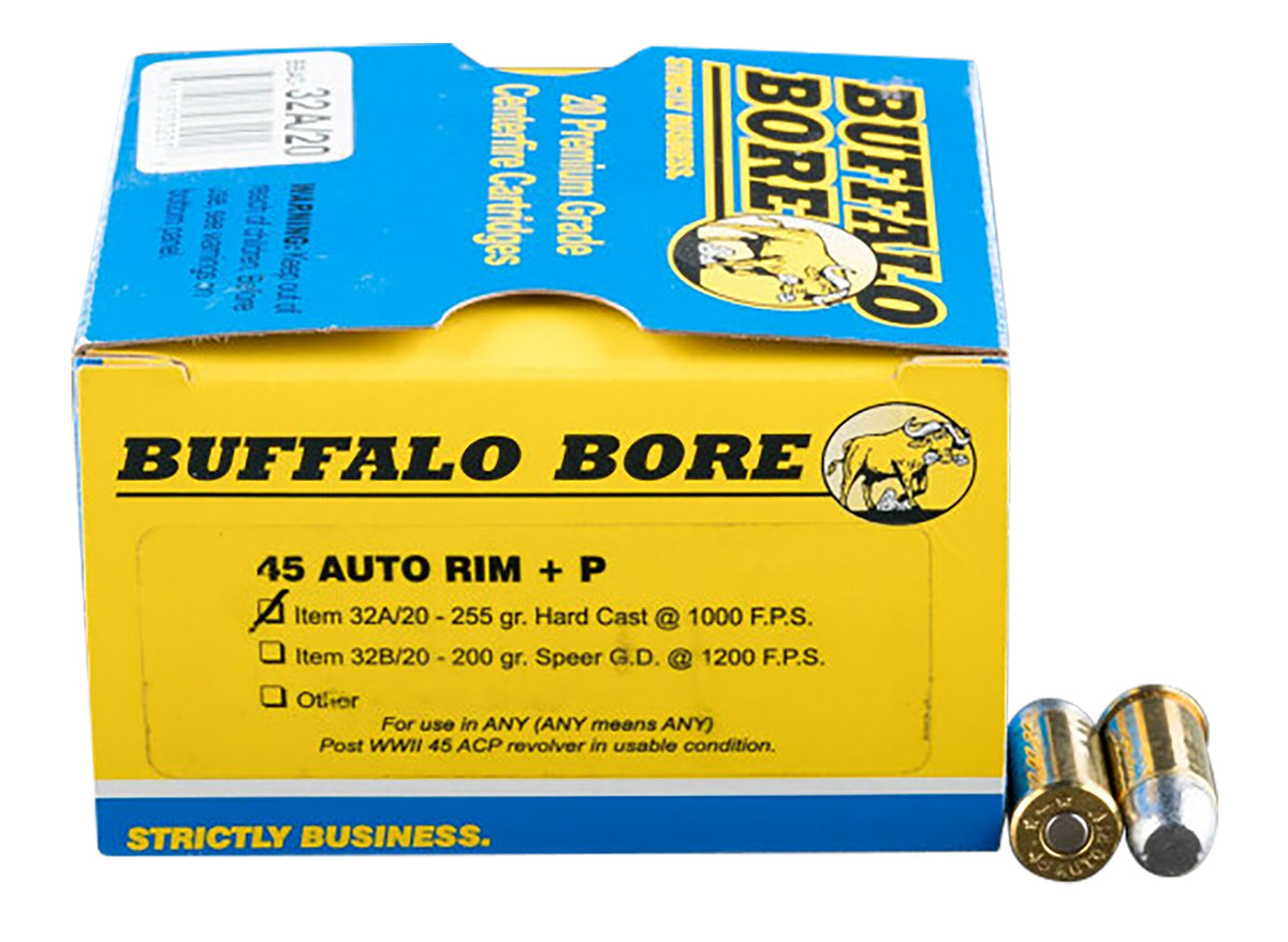 Buffalo Bore .45 Auto Rim Personal Defense Hard Cast Flat Nose 255 Grain 20/Box