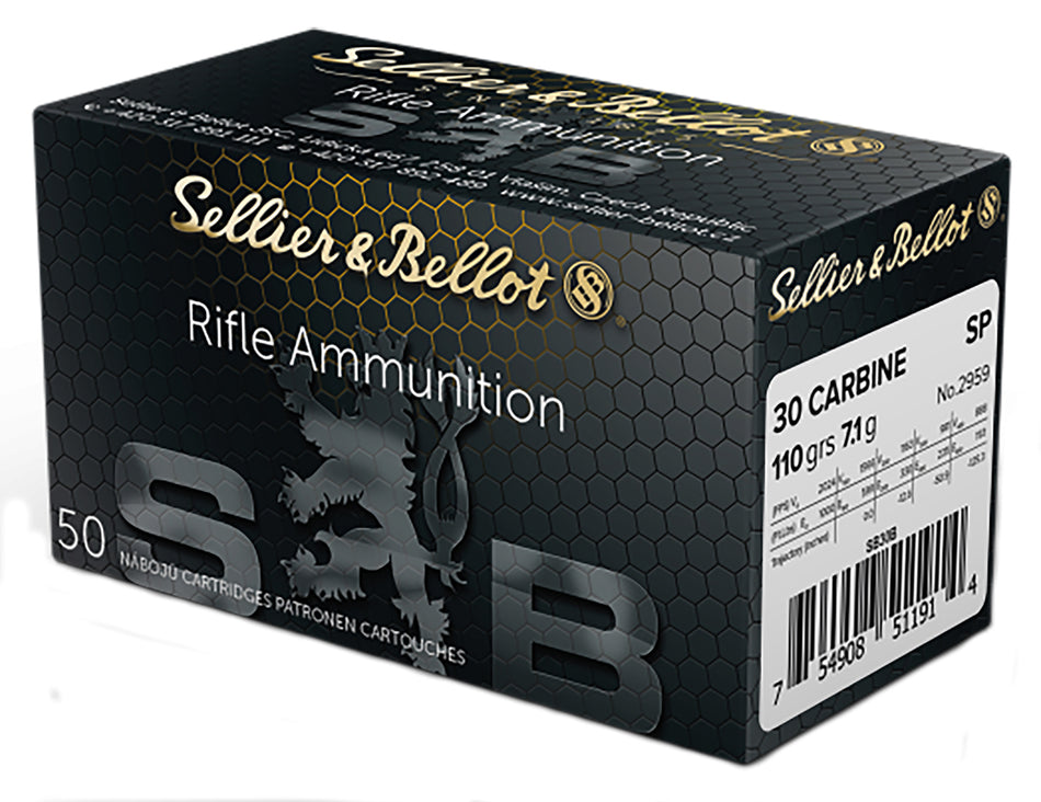 Sellier and Bellot .30 Carbine Rifle Soft Point 110 Grain 50/Box