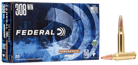 Federal .308 Win / 7.62x51mm PowerShok Copper Hollow Point 150 Grain 20/Box